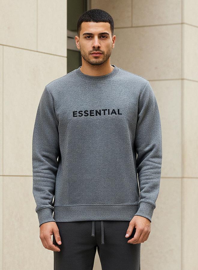 Iconic Men Regular Fit Slogan Embroidered Sweatshirt - Image 1